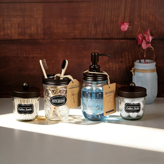 Amolliar Mason Jar Liquid Soap Dispensers, Rustproof Stainless Steel Mason Jar Lid Pump, Refill Hand Soap, Lotions, Dish Soap, Liquid Soap, Bath Soap, Farmhouse Decor for Bathroom, Kitchen 2PC(Bronze) - Image 8