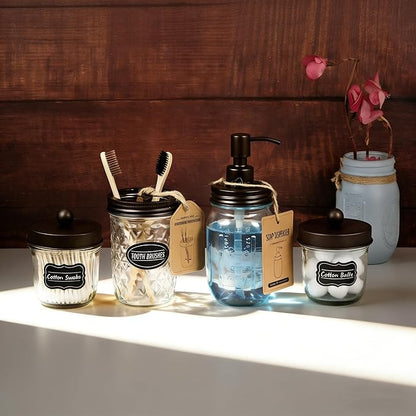 Amolliar Mason Jar Liquid Soap Dispensers, Rustproof Stainless Steel Mason Jar Lid Pump, Refill Hand Soap, Lotions, Dish Soap, Liquid Soap, Bath Soap, Farmhouse Decor for Bathroom, Kitchen 2PC(Bronze) - Image 8