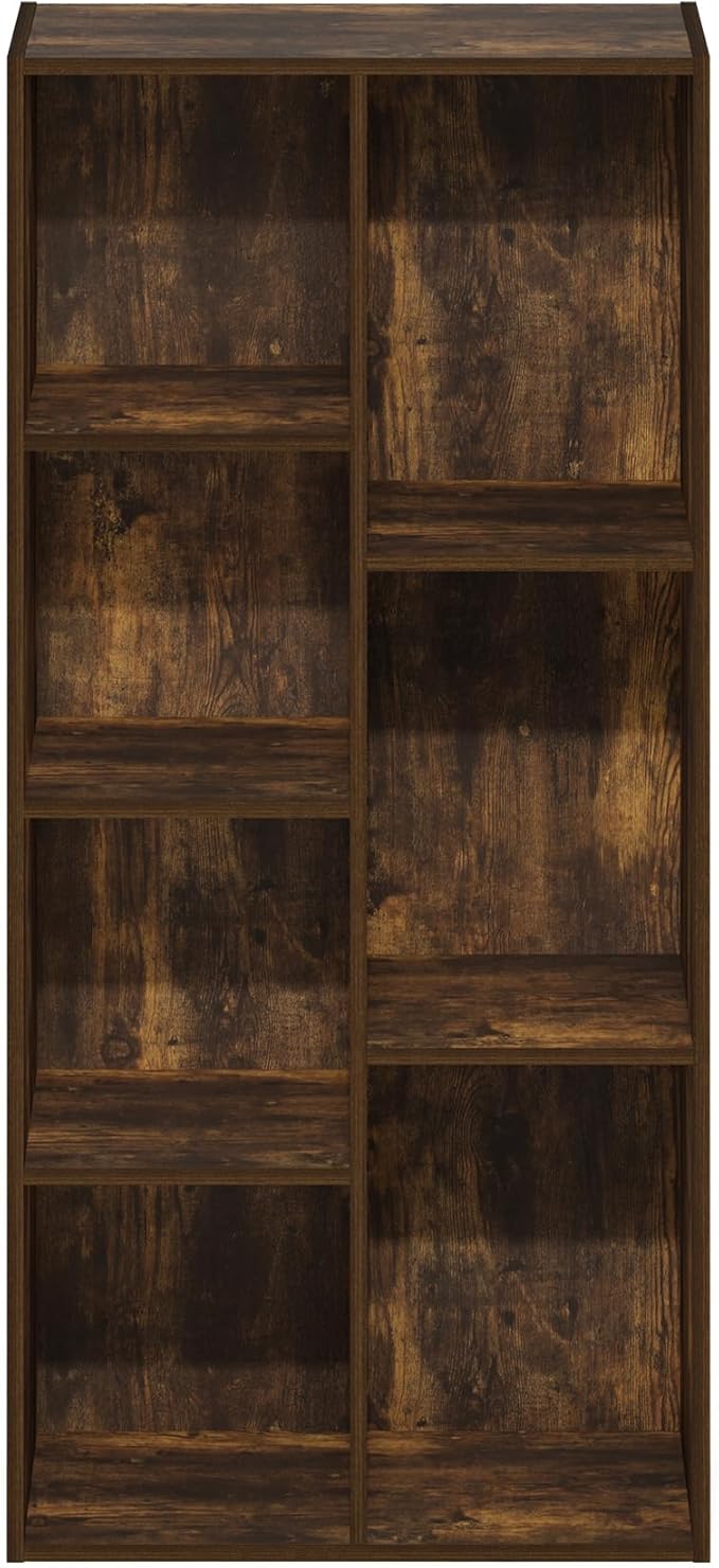 Furinno LUDER Book Shelf, 7-Cube Bookshelf, Bookcase with Open Shelves, 9.4 x 19.5 x 41.7, Easy Assembly, for Living Room, Bedroom, Home Office, Amber Pine - Image 7