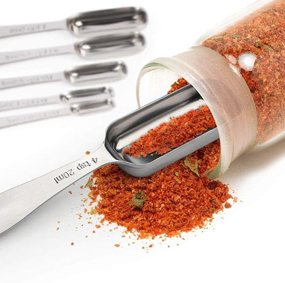 FANGSUN Narrow Measuring Spoons Set of 10, Heavy-Duty Stainless Steel Measuring Spoons with Long Handles & Engraved Measurements, Fits in Spice Jars, for Baking & Cooking - Image 2