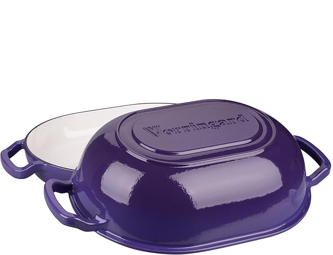 VORRINGARD Enameled Cast Iron Sourdough Bread Oven, Dutch Oven, Loaf Cast Iron Bread Pan for Homemade Bread Baking, Meatloaf Pan with Lid, 7QT, Purple - Image 4