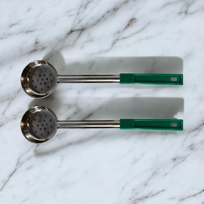 4 Ounce Slotted Stainless Steel Portion Control Ladle Spoon for Measuring and Serving; Commercial Grade Serving Scoops [Pack of 2] - Image 9
