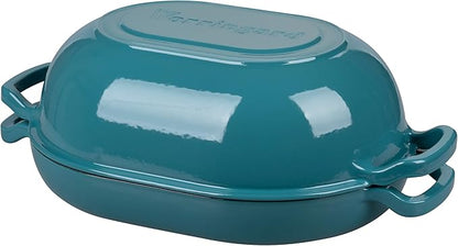 VORRINGARD Enameled Cast Iron Sourdough Bread Oven, Dutch Oven, Loaf Cast Iron Bread Pan for Homemade Bread Baking, Meatloaf Pan with Lid, 7QT, Bluegreen - Image 6