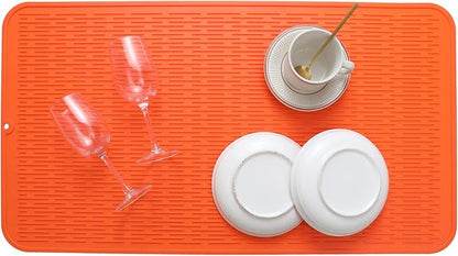 MicoYang Silicone Dish Drying Mat for Multiple Usage,Easy clean,Eco-friendly,Heat-resistant Silicone Mat for Kitchen Counter or Sink,Refrigerator or Drawer Liner Orange 4XL 32 inches x 18 inches - Image 5