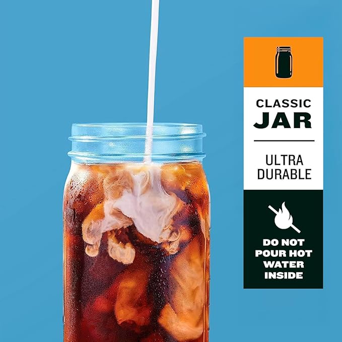 County Line Kitchen Glass Mason Jar Pitcher with Lid - Wide Mouth, 2 Quart (64 oz) - Heavy Duty, Leak Proof - Sun & Iced Tea Pitcher, Cold Brew Coffee, Breast Milk Storage, Water - Sky Blue - Image 3