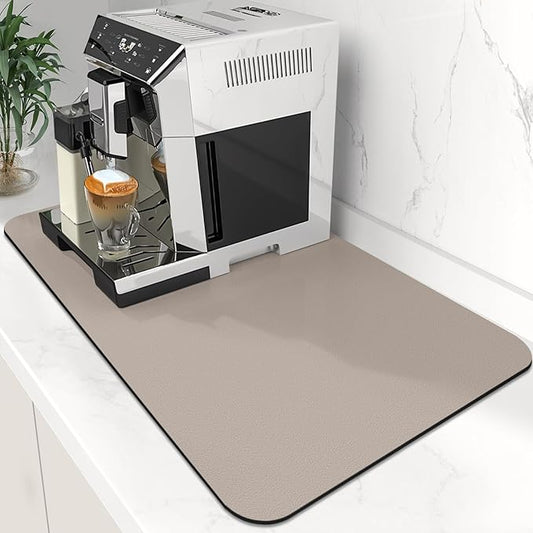 WISELIFE Coffee Mat Super Absorbent Dish Drying Mat Bar Accessories Match with Coffee Machine Large Drying Mats for Kitchen Counter 12" W x 19" L, Khaki by WiseLife