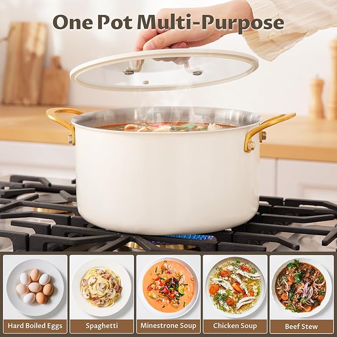 BEZIA Large Stainless Steel Stock Pot, 12 Quart Large Cooking Pot with Lid, Casserole with Lid, Even Heat Distribution, Induction Compatible Soup Pot, Ideal for Stews, Simmering & Soups - Image 5