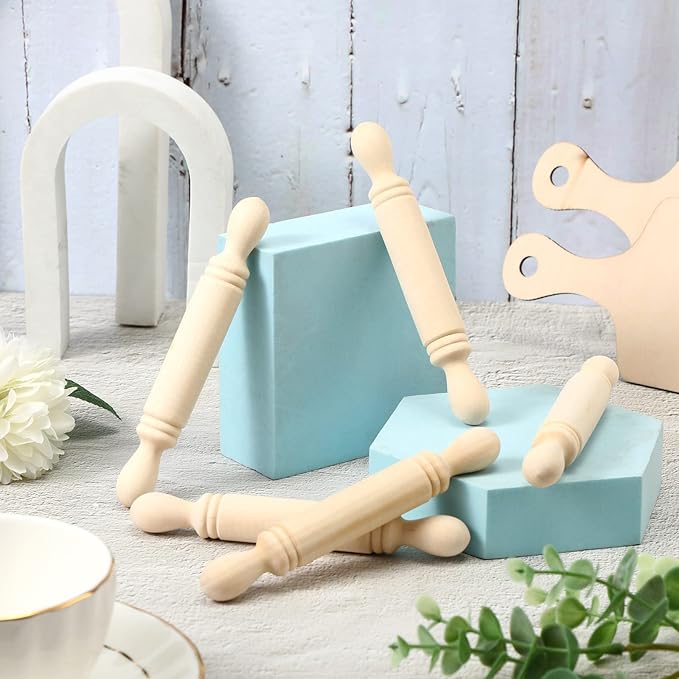 20 Pieces Mini Rolling Pin for Crafts 5.5 Inches Long Wooden Dough Roller Small Wooden Rolling Pins for Kids Children Home Kitchen Fondant Pastry Pizza Crafting Baking and Imaginative Play - Image 7
