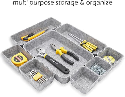 Welaxy Desk Drawer organizers tray Felt storage bins aesthetics room décor for home office dorm closet decluttering minimalist lifestyle (Gray) - Image 2