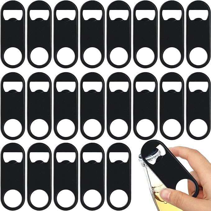 Remerry 50 Pcs Bottle Openers Stainless Steel Flat Bottle Opener Bulk 3.4 x 1.3 Inches Bartender Beer Key Soda Can Mini Speed for Kitchen, Bar or Restaurant by Remerry