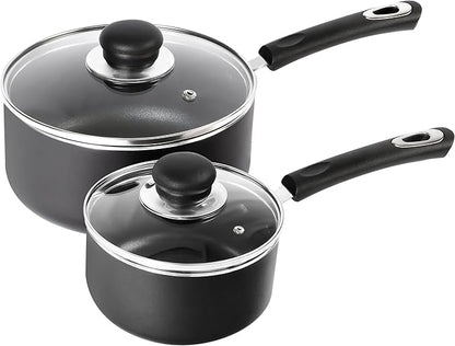 Utopia Kitchen Nonstick Stock Pot Saucepan Set with Lids, 1.5 Quart and 3 Quarts Multipurpose Stock Pots Set for Home, Kitchen or Restaurant, Grey & Black by UTOPIAKITCHEN