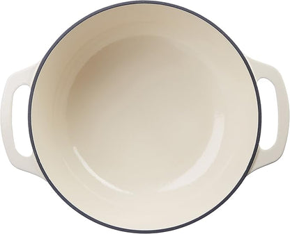 Amazon Basics Enameled Cast Iron Dutch Oven Pot with Lid, Oven Safe, Heavy-Duty, Dual Handles for Baking, Roasting, Stews, 4.3-Quart, White - Image 3