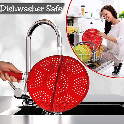 Splatter Screen for Frying Pan Foldable Grease Splatter Guard Silicone Splatter Shields Multifunction Oil Screen for Skillet with Folding Handle Bacon Splatter Screen Strainer - Image 8
