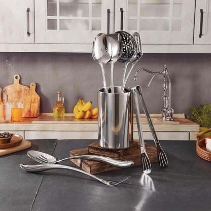 Double Wall Utensil Holder - 304 Stainless Steel Sleek Kitchen Utensil Holder for Countertop, Spatula Spoon Storage Organizer, Large Cooking Utensil Caddy Counter, Shining Utensil Crock, Mirror Polish - Image 8
