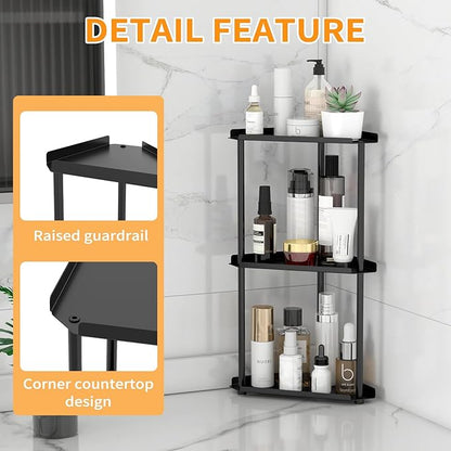 Jesginboo 3 Tier Bathroom Counter Organizer, Vanity Organizer Corner Shelf, Skincare, Makeup Countertop Organizers, Kitchen, Bathroom Counter Storage, Black - Image 6