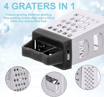 12 Pcs Mini Cheese Grater Stainless Steel Box Grater with 4 Sides Professional Fine Coarse Handheld Slicer Small Lemon Safe Zester Shredder for Kitchen Ginger Vegetable Potatoes Food - Image 3