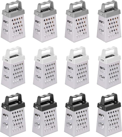 12 Pcs Mini Cheese Grater Stainless Steel Box Grater with 4 Sides Professional Fine Coarse Handheld Slicer Small Lemon Safe Zester Shredder for Kitchen Ginger Vegetable Potatoes Food by Unknown