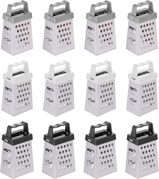 12 Pcs Mini Cheese Grater Stainless Steel Box Grater with 4 Sides Professional Fine Coarse Handheld Slicer Small Lemon Safe Zester Shredder for Kitchen Ginger Vegetable Potatoes Food by Unknown