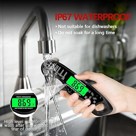Meat Thermometer Digital，IP67 Waterproof Cooking Thermometer with Backlight, Calibration & Hold Function，Food Thermometer for Cooking,Outdoor Grilling - Image 6