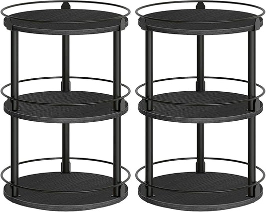 YATINEY Spice Rack, Set of 2 Lazy Susan Organizer, 3 Tier Turntable Organizer For Cabinet, Compact and Versatile, for Kitchen Countertop, Black SR23L2BB