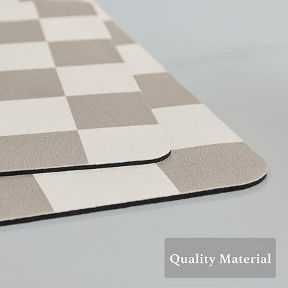 Ohocut Checkered Dish Drying Mat for Kitchen Counter, Coffee Bar Station Accessories, Retro Cute Aesthetic Modern Absorbent Drainer Mat Kitchen Drying Mat Easy Clean, Khaki 16" x 24" - Image 6
