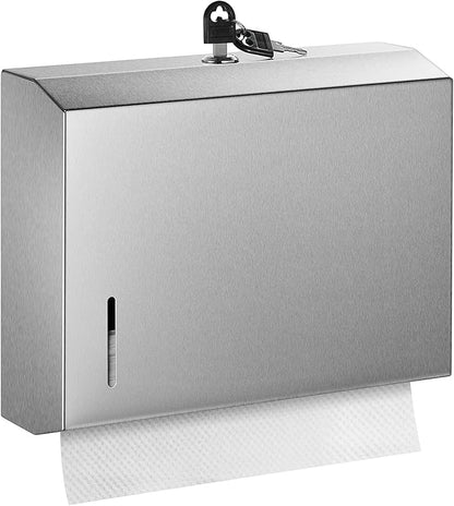 Wall Mounte Paper Towel Dispensers, 10.4" L x 3.3" D x 8.3" H, Stainless Steel C-Fold Multifold Hand Paper Tissue Holder with Lock by Gorlary