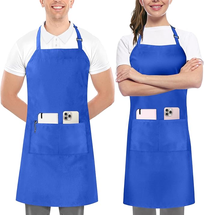 Utopia Kitchen 2 Pack Bib Apron, Adjustable with 2 Pockets, Water and Oil Resistant, Cooking Kitchen Chef Apron for Women Men by UTOPIAKITCHEN