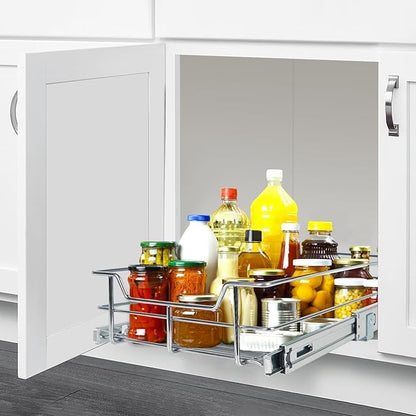 Pull Out Cabinet Organizer 20" W X 22" D, Slide Out Drawers For Kitchen Organizers and Storage, Pull Out Drawers For Cabinets Capacity Heavy Duty Caddy, Cabinet Shelves Chrome-Plated, Bathroom Pantry - Image 9