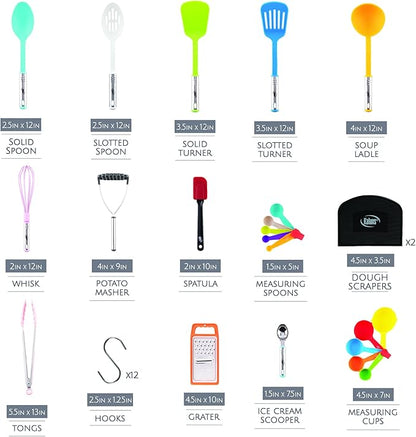Kitchen Utensils Set 35 PCS Cooking Utensils Set, Nonstick and Heat Resistant Nylon Stainless Steel Silicone Spatula Set - Kitchen Gadgets Home Essentials Kitchen Accessories, Apartment Must Haves - Image 2
