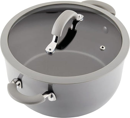 Rachael Ray Cook + Create Nonstick Cookware/Pots and Pan Set, 10 Piece, Gray