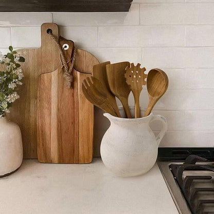 MIYUKI Rustic Kitchen Utensil Holder - 7.6 Inch Ceramic Utensil Crock for Countertop, Vintage Kitchen Counter Decor - Image 6