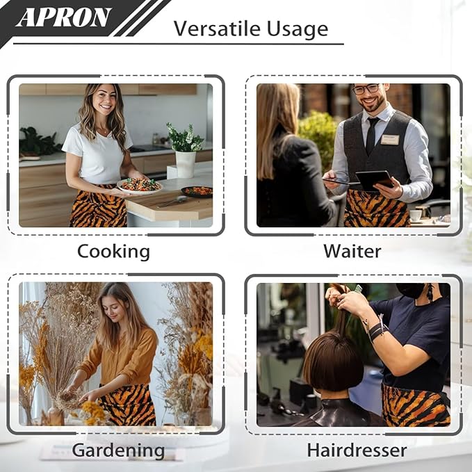 Server Apron with 3 Pockets, Waterproof Oil Waitress Waiter Half Apron for Restaurant Hotel Kitchen Cafe