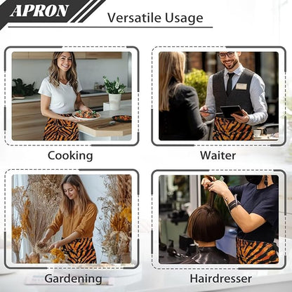 Server Apron with 3 Pockets, Waterproof Oil Waitress Waiter Half Apron for Restaurant Hotel Kitchen Cafe