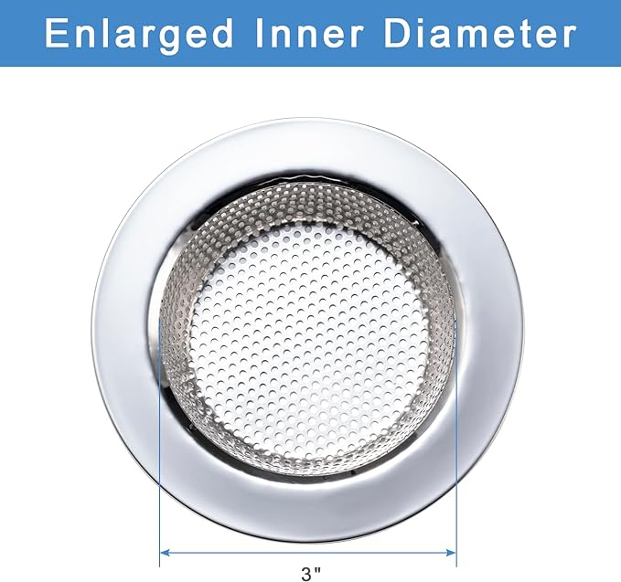 Honmein 3 Pcs Sink Strainer for Most Kitchen Sink Drain Basket, Upgraded Double-Layer Safe Design Kitchen Sink Strainer (Outer Diameter 4.5 Inch) - Image 5