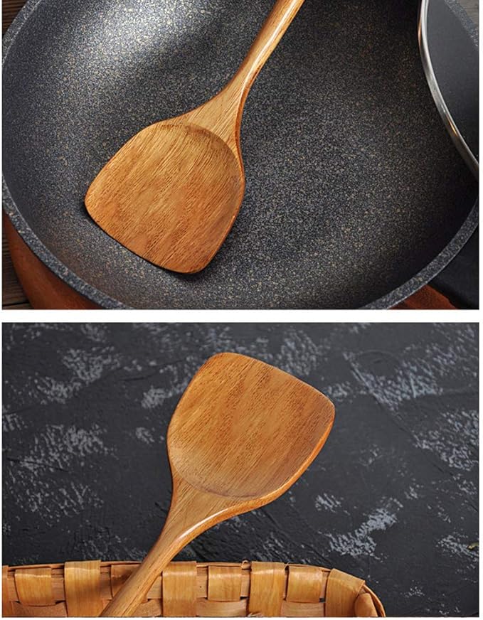 FJNATINH Wooden Spatula with Long Handle for Cooking Kitchen Cookware - Image 7