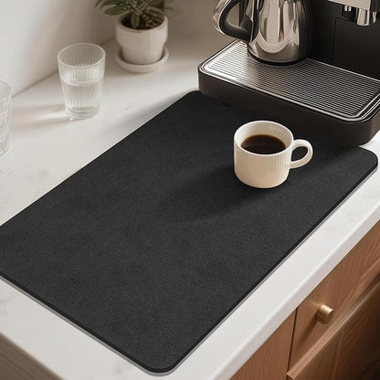 Findosom Dish Drying Mat, 12"x 20" Super Absorbent & Hide Stain Coffee Mat, Cuttable Drying Mat for Kitchen Counter, Coffee Bar Accessories, Under Dish Rack, Coffee Maker, Espresso Machine, Black-2 - Image 7