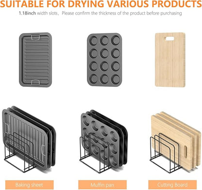 KORRTFID Kitchen Cabinet Organizer, Steel Cookware Holder, Divided Holder with 5 Slots for Skillets Baking Tray and Chopping Board Rack - Baking Pan Holder Storage (1 PC) - Image 4