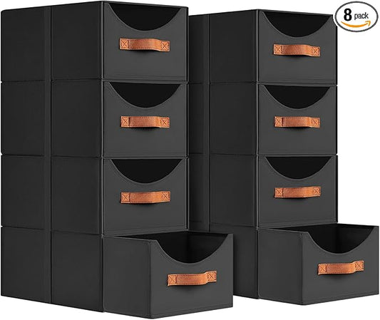 Homsorout Stackable Storage Drawers - Collapsible Storage Bins with Drawers, 6 Pack Closet Shelf Organizer Basket, Fabric Pull Out Organizer for Bedroom, Living Room, Dorm, Black