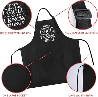 ZOORON Funny Cooking Chef Apron with Pockets BBQ Kitchen Work Aprons Birthday Father’s Day Grilling Gifts for Dad, Husband