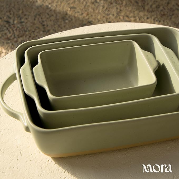 Mora Ceramic Baking Dish with Handles For Casserole, Lasagna, Gratin, Broiling, Roasting, and Baking. Large 9x13 in Pan, Extra Deep - Porcelain Serving Bakeware from Oven to Table. Freezer Safe - Thyme - Image 6
