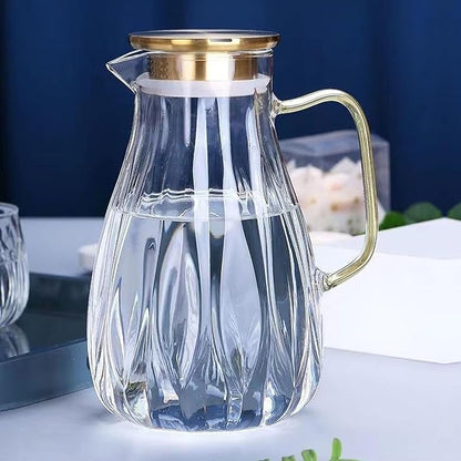 68 oz Glass Pitcher with Lid Water Pitcher with Handle and Spout Heat Resistant Water Carafes Jug Cold Brew Iced Tea Sun Tea Jar Bedside Drink Dispenser Milk(clear) - Image 2