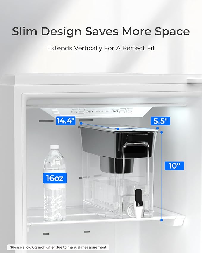 Waterdrop 35-Cup Slim Water Filter Dispenser, Large Capacity Water Filter Pitcher, 200-Gallon Long-Life, 5X Lifetime, Reduces Chlorine, PFOA/PFOS and More, BPA Free, Black (with 3 Filters) - Image 2