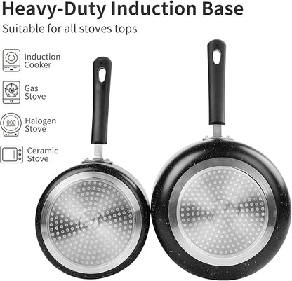 Nonstick Saucepan Set - 2 Quart and 3 Quart,Ultra Non Stick Sauce Pan Small Pot with Glass Lid,Great for Home Kitchen Restaurant,Black - Image 5