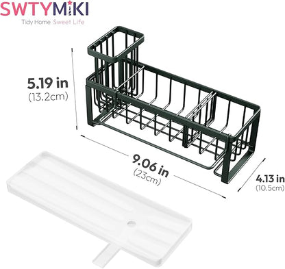 SWTYMIKI Sponge Holder for Kitchen Sink - Sink Caddy with Brush Holder Self-draining Sponge Caddy Organizer with Divider Stainless Steel Kitchen Accessories Storage for Countertop, Green - Image 7