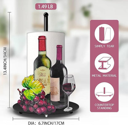 Hexagram Wine Paper Towel Holder, Wine Kitchen Bar Decor, Retro Decor for Kitchen Bar Bathroom Countertop, Antique Vintage Housewarming Gifts for Women Men