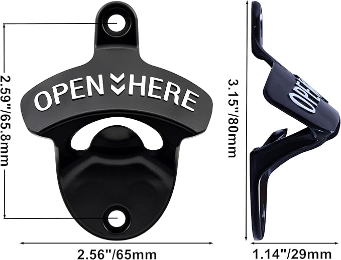 Wall Mounted Bottle Opener Stainless, Black White Screw in Wall Beer Cap Opener Gifts (2 PCS) - Image 5