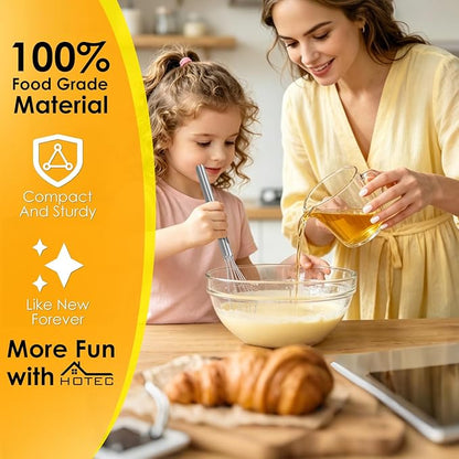 HOTEC 10 Inch Mini Whisk, Anti-Rust 304 Stainless Steel Small Whisks for Cooking, Baking, Mixing Ingredients & Deep Containers - Image 2