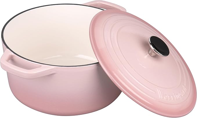 VORRINGARD Enameled Cast Iron Dutch Oven Pot with Lid, for Bread Baking, Round Bread Oven- include Sourdough Bread Baking Supplies set, 4.5QT, Pink - Image 5