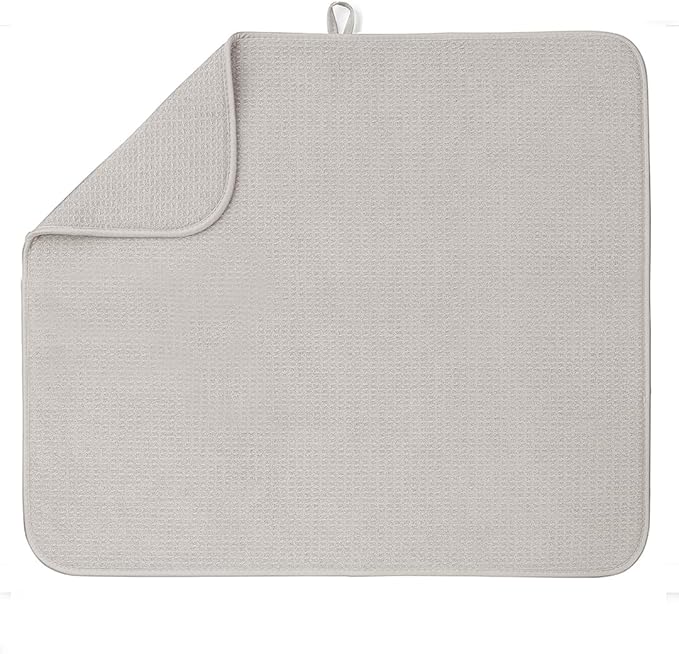 Bellemain XL Dish Mat Microfiber Dish Drying Mat, Super absorbent (Light Grey, 16" x 18") by Bellemain