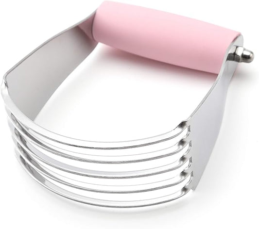 Spring Chef Medium Size Dough Blender For Baking, Stainless Steel Dough Cutter Tool, Manual Pastry Cutter Tool with Sharp & Thick Blades, Dishwasher Safe Pastry Blender for Easy Mixing - Pink Lemonade by SpringChef